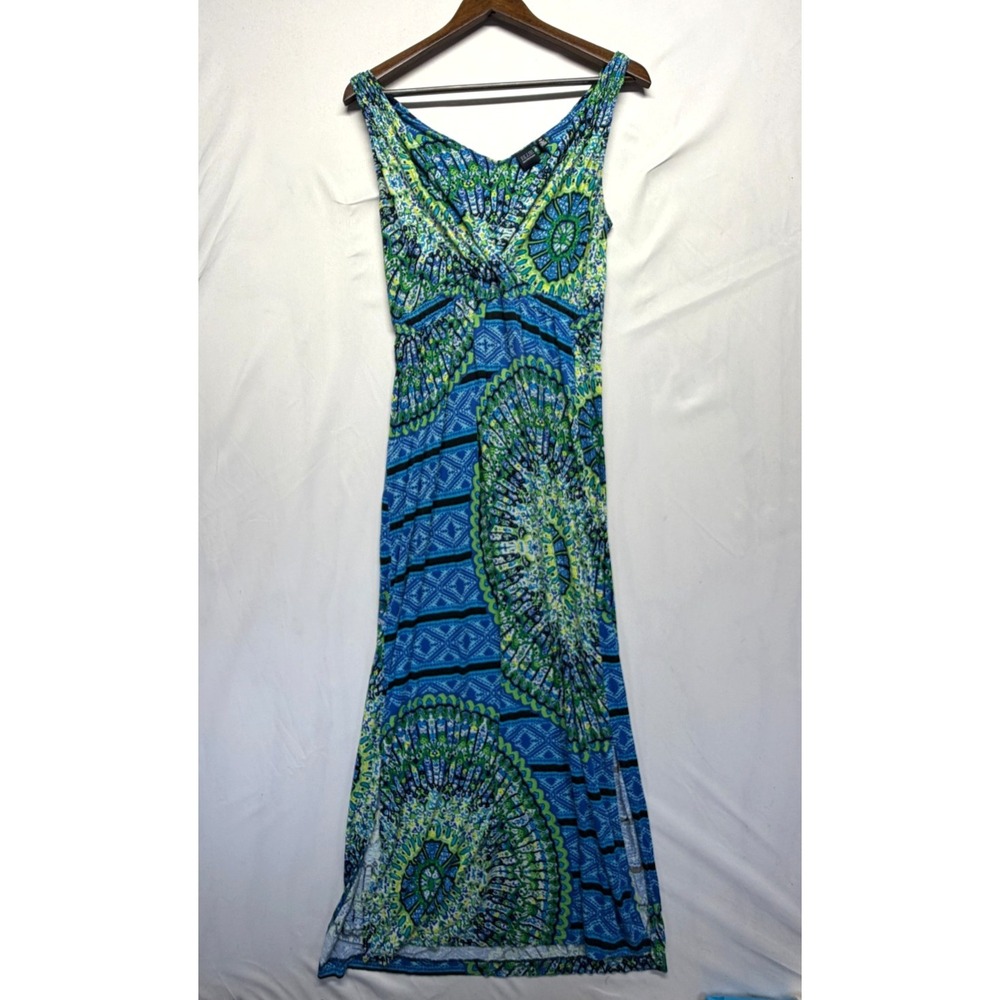 BLUE‎ Saks Fifth Avenue Maxi Dress Womens S Multicolor Medallion Geometric Print
